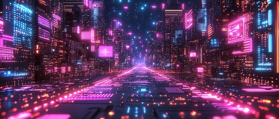 Aufkleber - Futuristic 3D rendering of a computer motherboard with glowing pathways, intricate circuits, and digital nodes symbolizing the evolution of modern technology and communication
