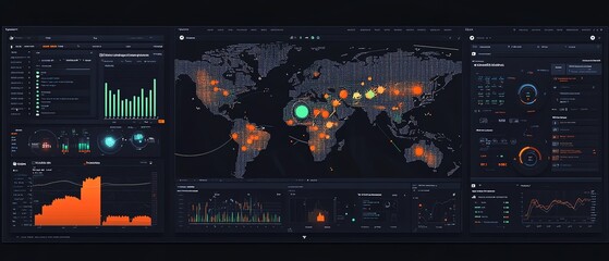 Poster - Futuristic industrial control interface with advanced dashboard, showcasing realtime performance charts, analytics, and visualizations to support datadriven decisions
