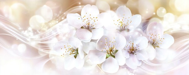 Sticker - A serene composition of white flowers with a soft, dreamy background.