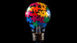 © sasisom - A light bulb made of colorful puzzle pieces symbolizing innovative ideas and creativity