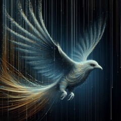 Coded Bird in Flight A dynamic visual effect of a bird flying re