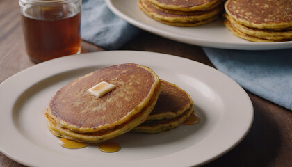 Wall Mural - stack of sweet potato pancakes on a plate