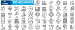 © San D - Tech Support icon collection set. Containing information, technical support, email, help, question, assistance, solution icon. Simple black outline vector.