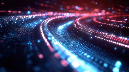 Wall Mural - Abstract Digital Data Flow Network Visualization