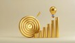 © Pastel - The image features a golden target with an arrow and upward bars, symbolizing achievement, growth, and innovative ideas.