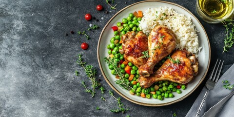 Wall Mural - Chicken Legs with Peas and Rice.