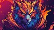 © anis rohayati - Illustration gaming mascot wolf king animal head logo design E-Sport background wallpaper AI generated image