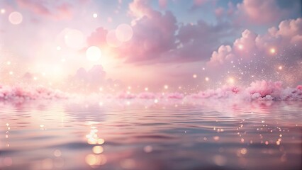 Wall Mural - Dreamy Pink Sky with Soft Light Reflections in Still Water
