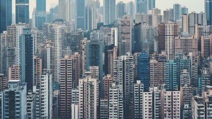  A dense urban skyline with countless high-rise buildings.