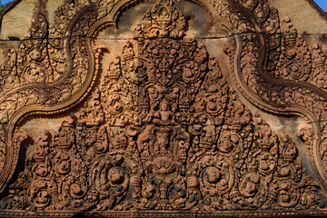 Wall Mural - Bas-relief Sculpture at Banteay Srei temple Siem Reap, Cambodia.