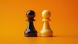 © Aashutosh Pandit - Two chess pawns in contrasting colors on an orange background