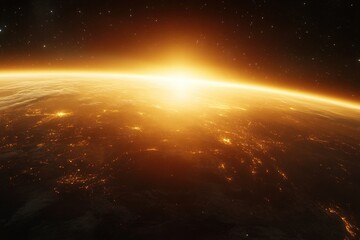 Wall Mural - Stunning view of the earth from space at sunrise
