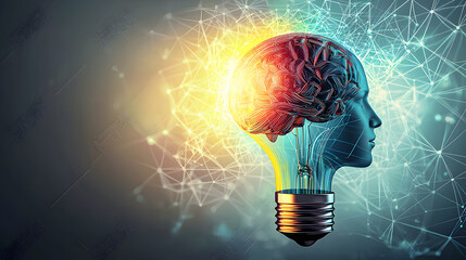 Wall Mural - Innovative concept blending brain and light bulb