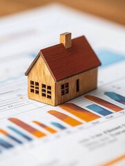 Poster - Miniature House Model on Financial Report   Real Estate and Investment Analysis Concept