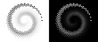© Mykola Mazuryk - Modern abstract background. Halftone dots in circle form. Spiral logo. Vector dotted frame. Design element or icon. Black dots on a white background and white dots on the black side.