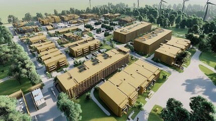 Aufkleber - Renewable energy integration battery storage facility near wind turbines landscape aerial view sustainable development