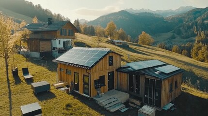 Poster - Innovative energy storage solutions enhance solar power efficiency mountainous region low-resolution visual natural environment solar energy concept