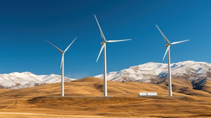Aufkleber - Harnessing renewable energy modern wind farm with battery storage mountainous landscape low-resolution image