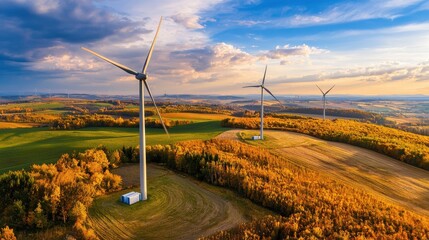 Aufkleber - Harnessing renewable energy modern wind farm with battery storage rural landscape low-resolution view sustainable development