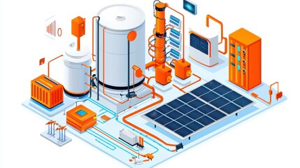 Aufkleber - Harnessing solar energy solar power facility with battery storage industrial site tech innovations aerial perspective renewable solutions