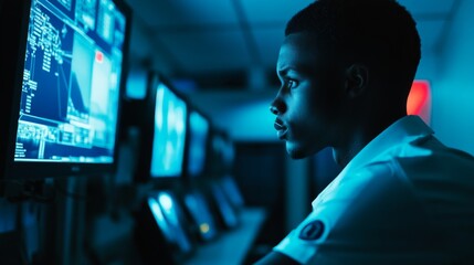focused tech professional at work