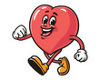 © Magic Pen - walking Love Heart Cartoon Mascot Illustration Character Vector Clip-art Hand-drawn Logo Design