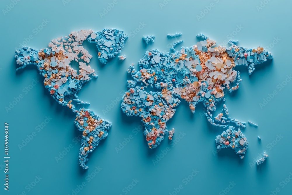 Detailed world map with colorful, labeled countries and continents ...