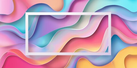 Wall Mural - Colorful layers in soft pastels framing a blank center. Seasonal cards, announcements, promotional designs, banners with empty space
