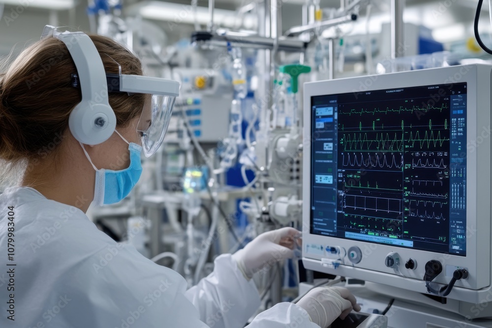 Biomedical Testing A biomedical engineer testing the functionality of an advanced medical ...