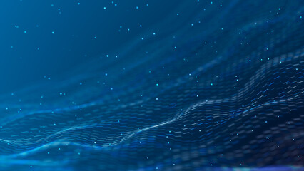 Wall Mural - Technology background. Honeycomb concept. Big data. Hexagonal space with connected dots and lines. 3d