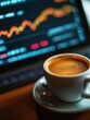 © Андрюшка Победоносны - Coffee cup with stock graph on tablet screen.