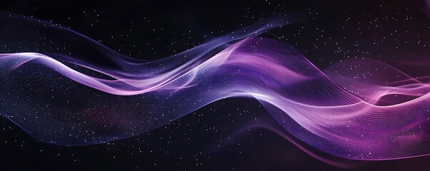 Wall Mural - purple waves on a dark background, abstract fluid motion
