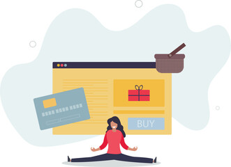 Wall Mural - Online shopping and e commerce service for purchases .Credit card digital payment for website products.flat characters.