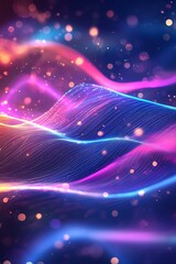 Wall Mural - holographic lines flowing in a digital abstract scene