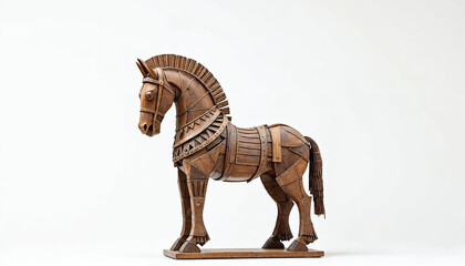 Trojan horse with detailed craftsmanship, perfect for historical or mythological themes.