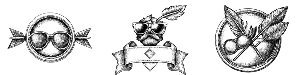 The angry face of an emoticon character with sunglasses is painted in black over white in graffiti. The characters are isolated on a white background. It is a modern illustration.