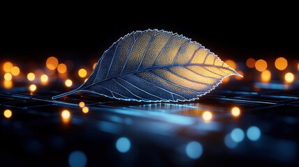 Aufkleber - Explore the beauty of a leaf illuminated by soft lights
