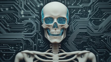 Poster - Explore the intersection of technology and anatomy with a digital skeleton design