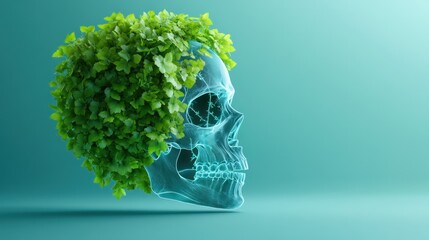 Poster - Transform your space with nature-inspired art featuring a skull surrounded by greenery