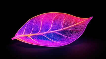 Aufkleber - Explore the vibrant beauty of a neon leaf in nature