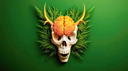 Aufkleber - Explore the fusion of nature and technology in a skull design