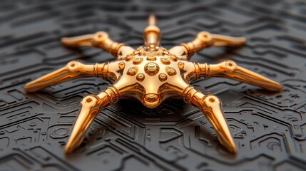 Fototapete - Explore the intricate design of a golden spider sculpture