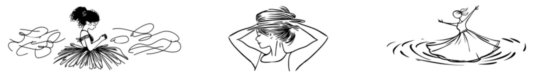 A continuous line drawing of a ballet dancer. Illustration in a modern style.