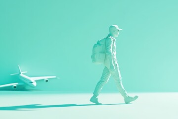 A man in a uniform walks towards a airplane