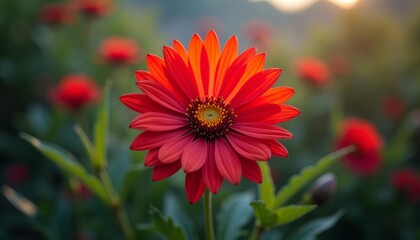 Wall Mural -  Vibrant bloom in a field of flowers