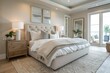 © nabakumar - modern Luxury Modern coastal-inspired bedroom with a neutral color palette and natural materials