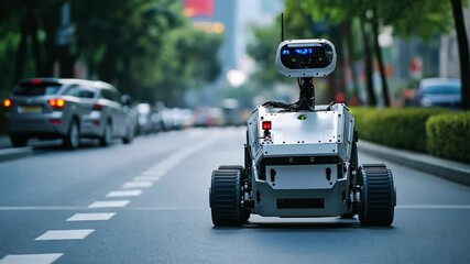 Wall Mural - autonomous robots navigating through environments using advanced sensors and ai