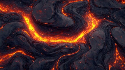 Wall Mural - A bubbly lava texture with glowing red and orange swirls, lava backround