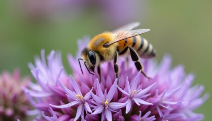 Wall Mural -  Bees delicate dance with natures beauty