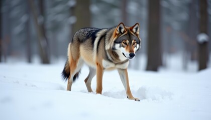 Wall Mural -  Wild beauty in the snowy woods